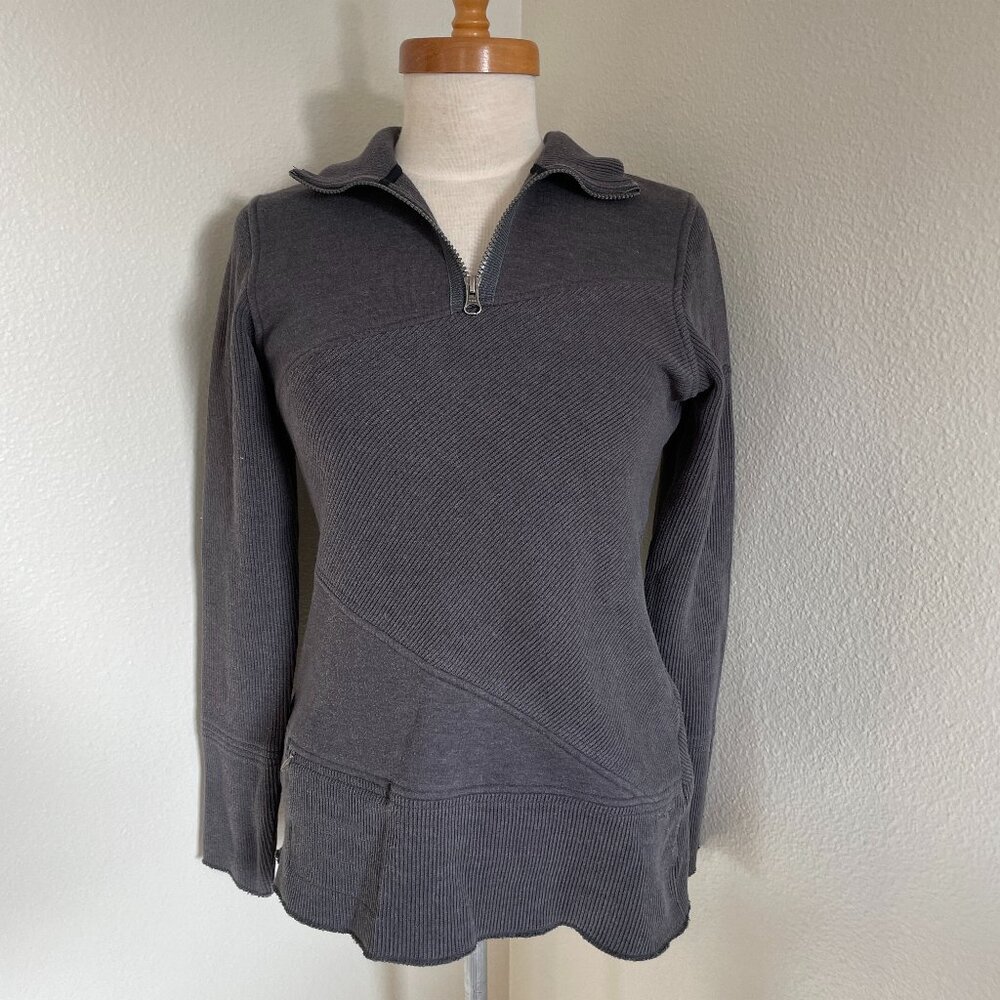 Columbia Sportswear Gray Quarter Zip Asymmetrical Design Knit Sweater Size Small